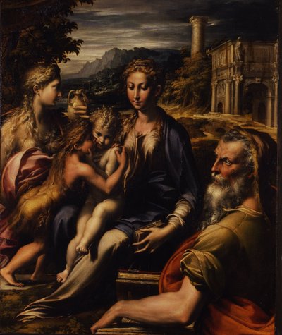 首の長いマドンナと呼ばれる天使とマドンナと子供 作： Parmigianino